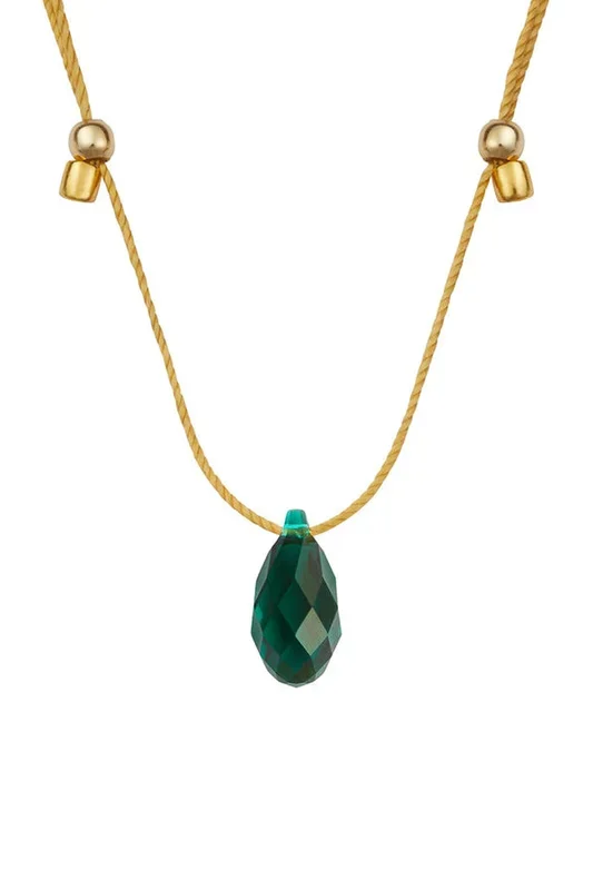 &Livy Hyevibe Crystal Slider Necklace Emerald Gold