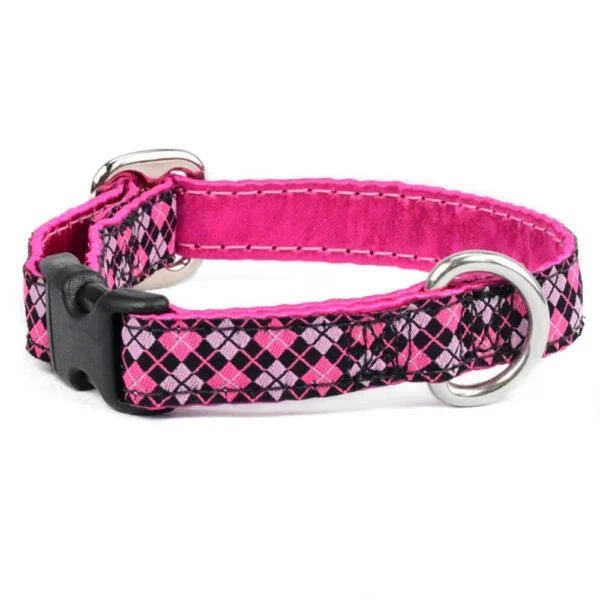 5/8″ Argyle Pink and Black Dog Collar