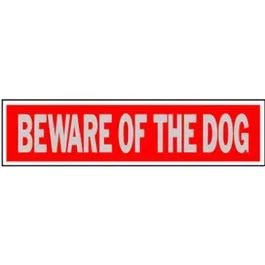 “Beware Of Dog” Sign, Red Aluminum, 2 x 8-In.