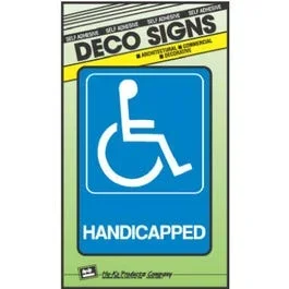“Handicapped” Sign, Blue & White Plastic, 5 x 7-In.