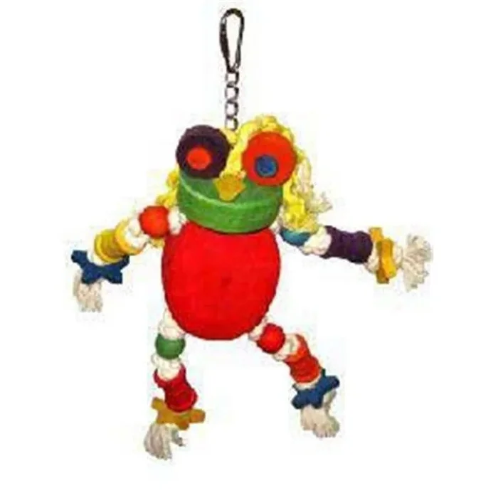 A&E Cage Happy Beaks Silly Wood Frog Bird Toy – 11 X 12 In