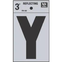 Address Letters, “Y”, Reflective Black/Silver Vinyl, Adhesive, 3-In.