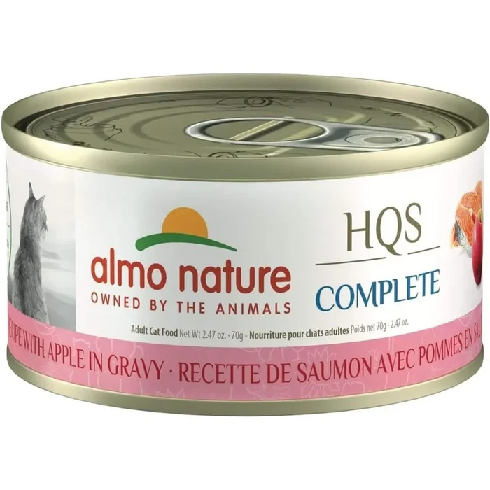 Almo Nature Wet Cat Food HQS Complete Salmon Recipe with Apples in Gravy