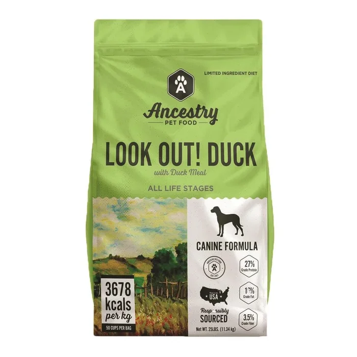 Ancestry Pet Food Grain-Free Look Out! Duck Dry Dog Food – 12 Lbs