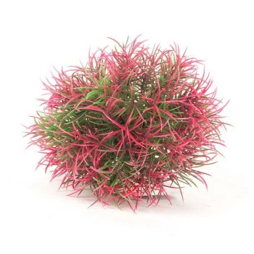 Aquatop, Aquatop Ball Aquarium Plant with Weighted Base, Green, Red, 5 Inches