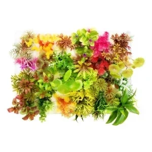 Aquatop Multi-Colored Plastic Aquarium Plants – Assorted Pack – 24 Count