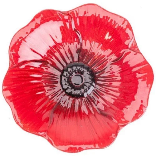 Audubon, Glass Birdbath W/Stand, 16 Inches, Red Poppy
