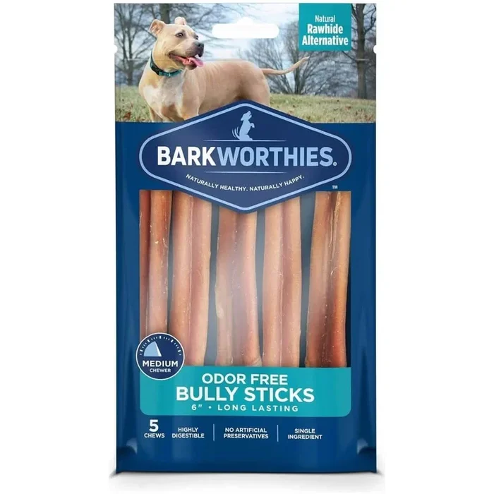 Barkworthies 6″ 무취 불리 스틱 (5팩)