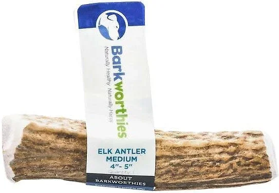 Barkworthies Elk Antler Natural Dog Chews – Whole Medium – Case of 1