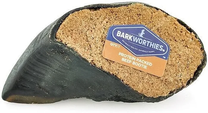 Barkworthies Protein Packed Beef Booties with Peanut Butter Blend Beef Stuffed Cow Hooves – Case of 20