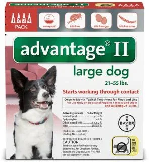 Bayer DVM Advantix II for Large Dogs 21-55lb, 4 Month Supply