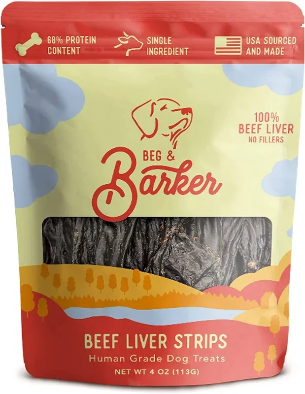 Beg & Barker Strips Beef Liver Air-Dried Dog Treats – 4 Oz