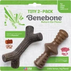 Benebone Dog Chews Zaggler & Bacon TINY – 2 Pack