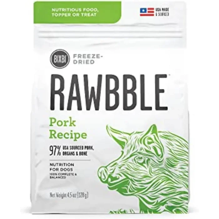 Bixbi Rawbble Freeze Dried Raw Dog Food – Pork – 4.5oz Bag