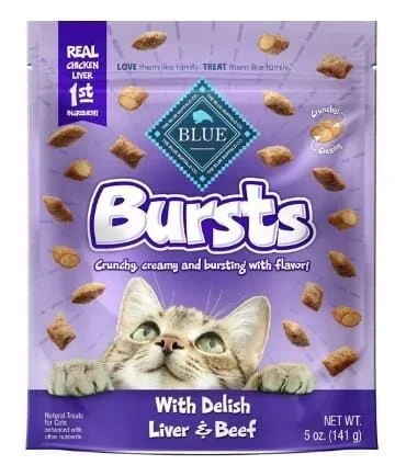 Blue Buffalo Bursts Liver and Beef Soft and Chewy Cat Treats – 5 Oz – 6 Pack