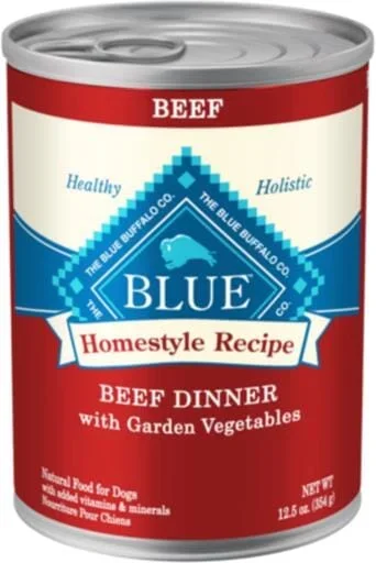 Blue Buffalo Homestyle Recipe Adult Beef Canned Dog Food – 12.5 Oz – Case of 12
