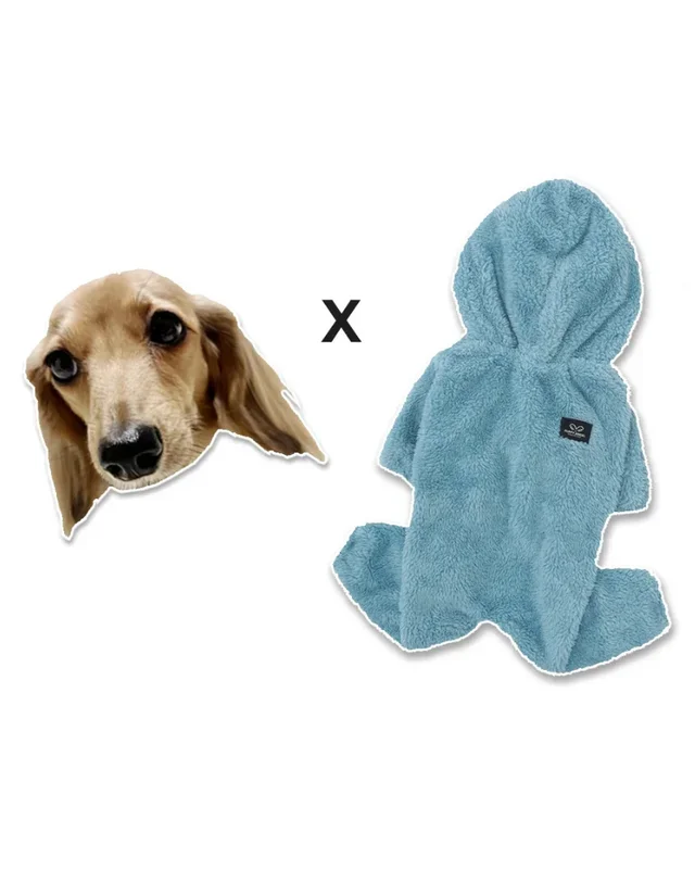 Boa Fleece Onesie for Dogs – Dachshund Fit (in Blue, Pink, Ivory, or Grey)