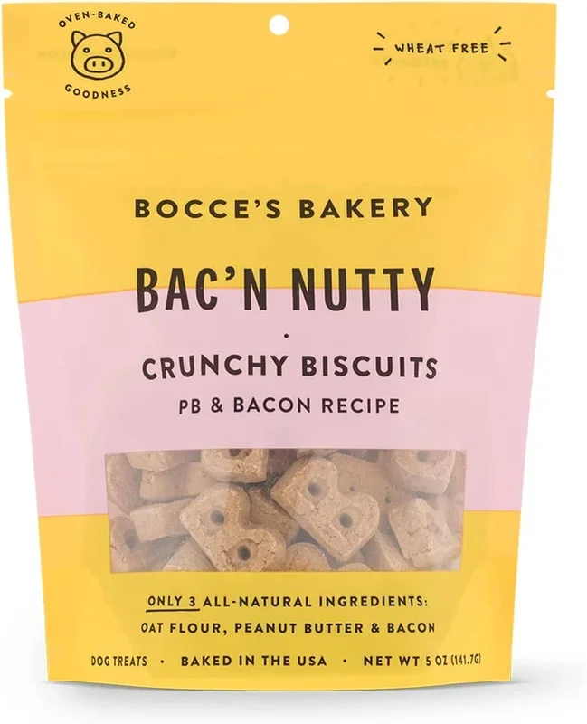 Bocce’s Bakery Bacon Nutty Dog Biscuits – 5 Oz