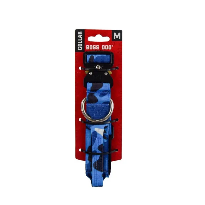 Boss Dog, Boss Dog Tactical Adjustable Dog Collar, Blue Camo, Medium, 15-18Inches