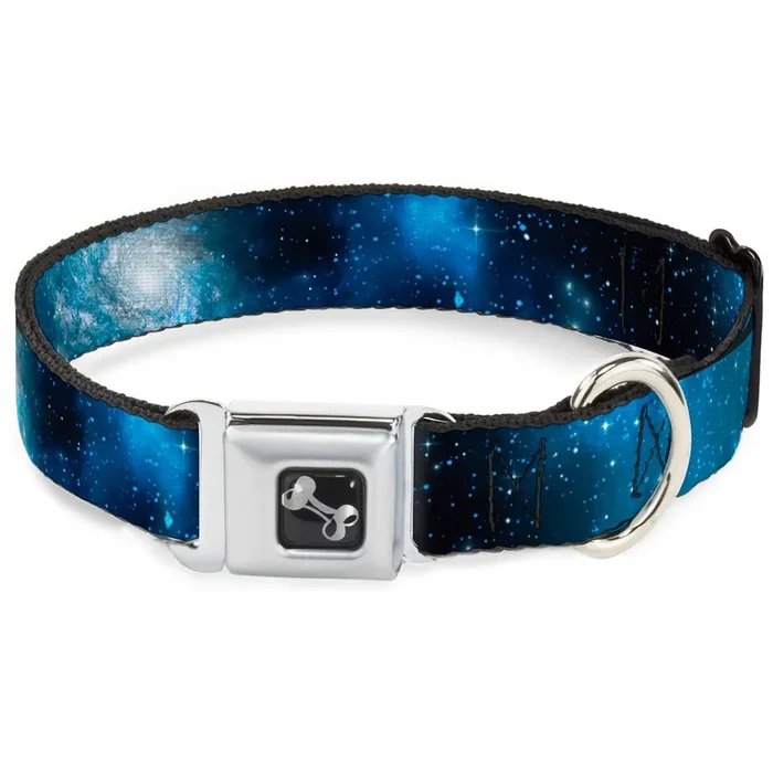 Buckle-Down Dog Collar Seatbelt Buckle Galaxy Blues Blues 15 To 26 Inches 1.0 Inch Wide, Multicolor (Dc-W30762-L)