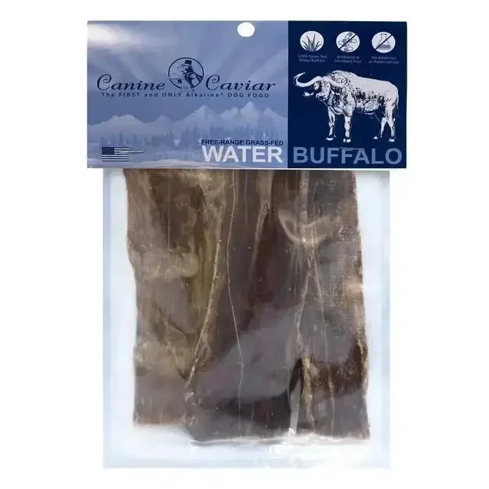 Canine Caviar Water Buffalo Jerky Flat Dog Treats 3pk, 6″
