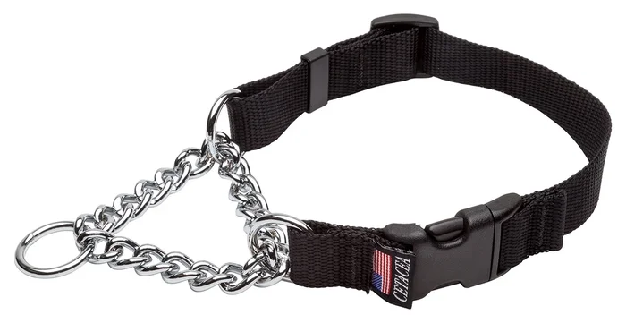 Cetacea Chain Martingale Dog/Pet Collar With Quick Release, X-Large, Black