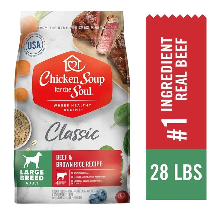 Chicken Soup for the Soul Beef and Brown Rice Large-Breed Dry Dog Food – 28 Lbs