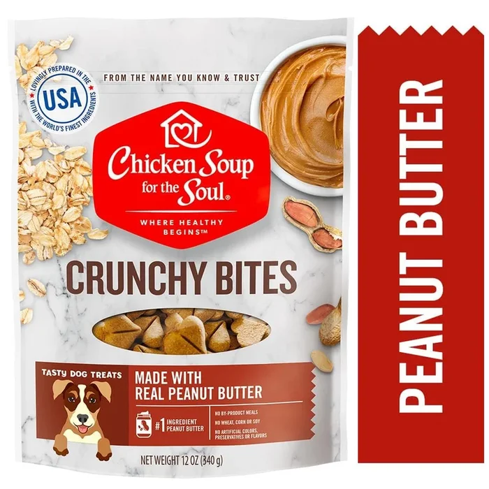Chicken Soup for the Soul Crunchy Bites Peanut Butter Dog Treats – 12 Oz – 8 Pack