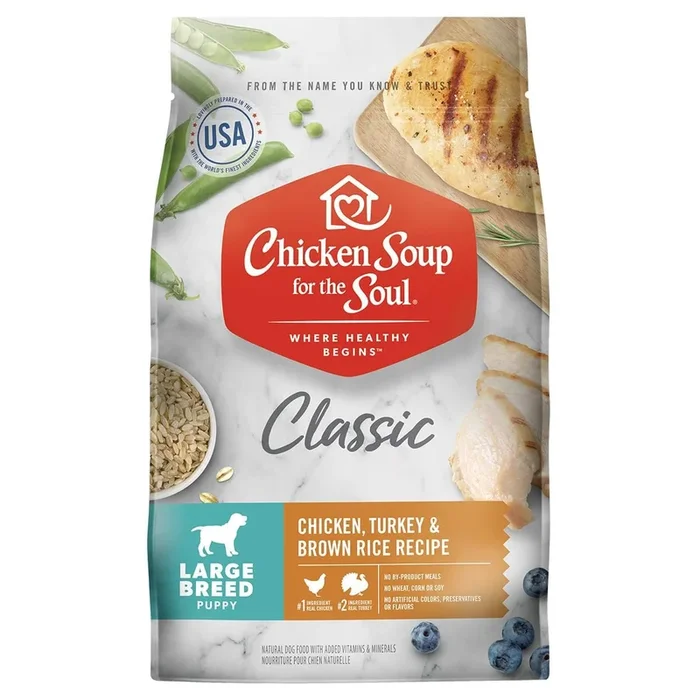 Chicken Soup for the Soul Large-Breed Puppy Chicken Turkey and Brown Rice Dry Dog Food – 13.5 Lbs