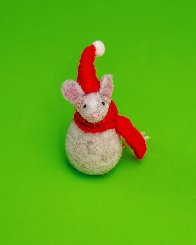 Christmas Mouse Wool Cat Toy