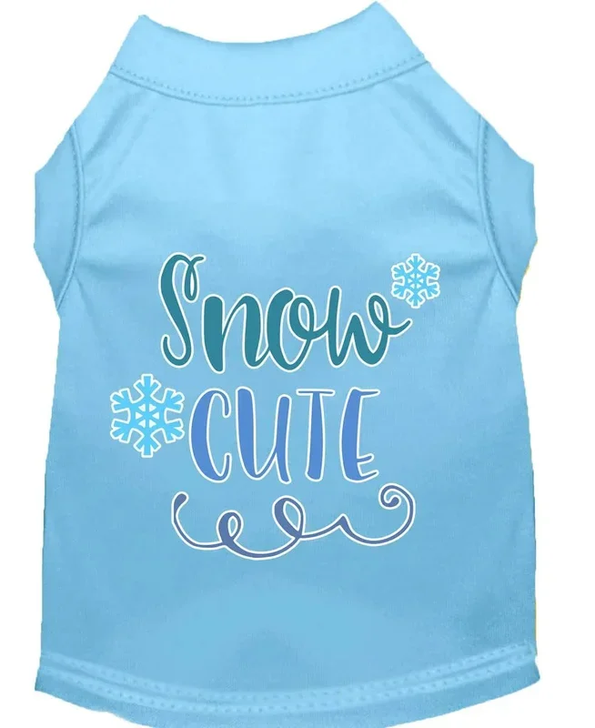 Christmas Pet Dog & Cat Shirt Screen Printed, “Snow Cute” Baby Blue LG (10-14 lbs.)