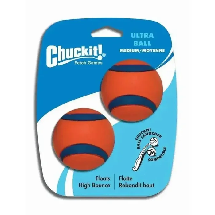 Chuckit!® Ultra Ball Dog Toys Orange/Blue Color 2 Pack Medium