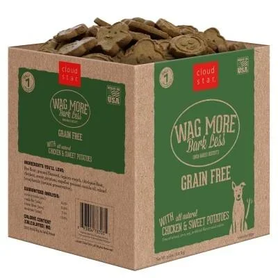 Cloud Star Wag More Bark Less Bulk Boxes Grain Free Chicken & Sweet Potato Biscuit Dog Treats – 19 lb Box