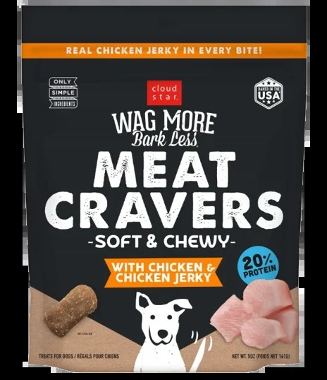 Cloud Star Wag More Bark Less Meat Cravers Soft Chews Dog Treats, Chicken, 5oz