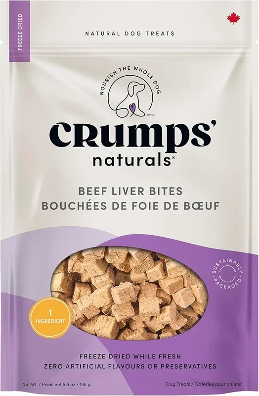 Crumps’ Naturals Beef Liver Bites For Pets, 4.8-Ounce