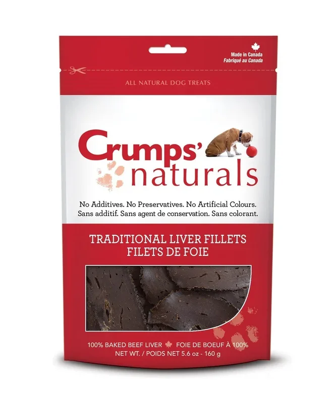 Crumps’ Naturals Traditional (Plain) Liver Fillets Chewy Dog Treats – 2.4 oz Bag