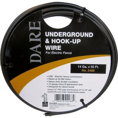 Dare, Dare Electric Fence Underground & Hook Up Wire, 14 GA-50 Feet,Black
