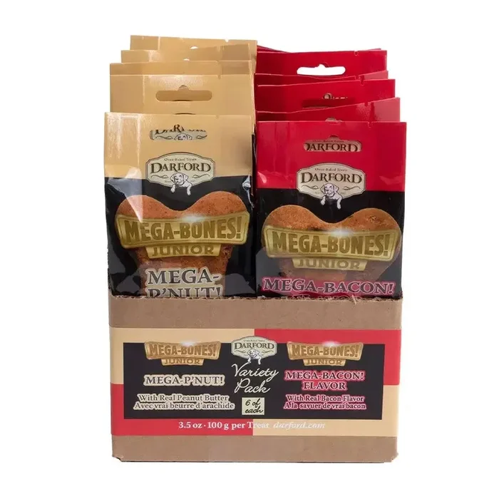 Darford® Mega Bone JR Variety Pack Bacon & Peanut Butter 6 Each Flavor