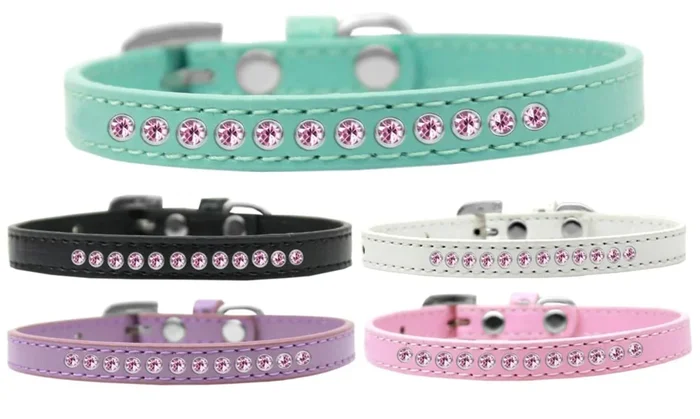 Dog, Puppy & Pet Fashion Collar, Light Pink Crystal Rimsets Light Pink 16