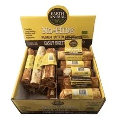 Earth Animal Dog Chews NO HIDE Peanut Butter Display – 27 Piece