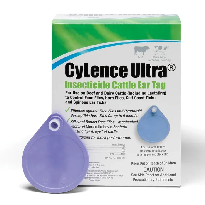 Etiquetas para orejas con insecticida CyLence Ultra, paquete de 20