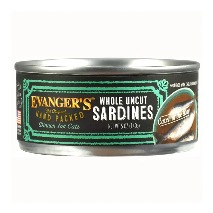 Evanger’s Hand Packed Wet Cat Food Whole Uncut Sardines 5.5oz 24pk