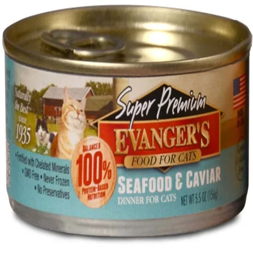 Evanger’s Super Premium Wet Cat Food Seafood & Caviar 5.5oz 24pk