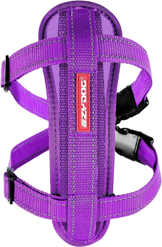 Ezydog Premium Chest Plate Custom Fit Reflective No-Pull Padded Comfort Dog Harness – Perfect For Training, Walking, And Control – Includes Car Restraint Attachment (X-Small, Purple)