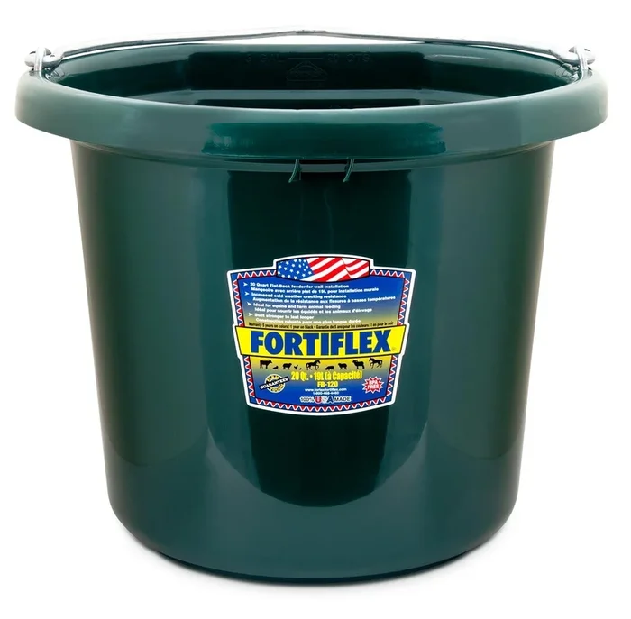 Fortiflex Flatback Bucket – Durable, Cold-Resistant Horses & Livestock Bucket, Wall-Mountable, Made in USA