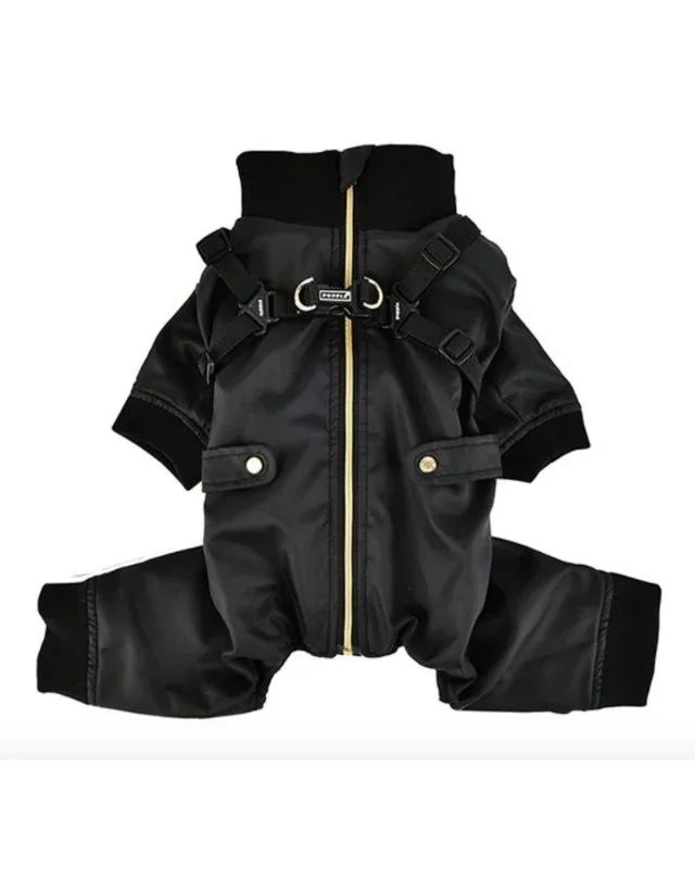 Garnett Winter Fleece Onesie with Harness in Black