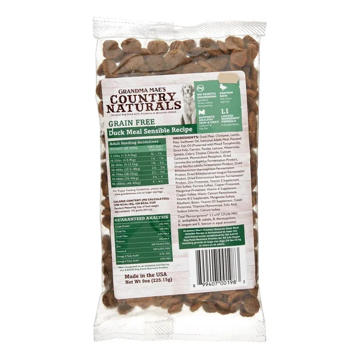 Grandma Mae’s Country Naturals Dog Limited Ingredient Diet Grain-Free Duck – 9 Oz