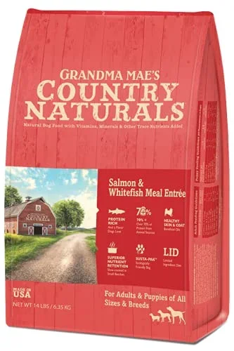 Grandma Mae’s Country Naturals Dog Salmon Whitefish Meal – 25 lbs
