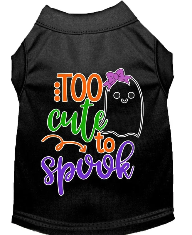 Halloween Pet Dog & Cat Shirt Screen Printed, “Too Cute To Spook – Girly Ghost” Black 3XL (25-35 lbs.)
