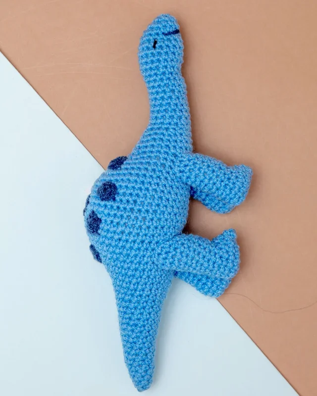 Hand-Knit Brontosaurus Squeaky Dog Toy